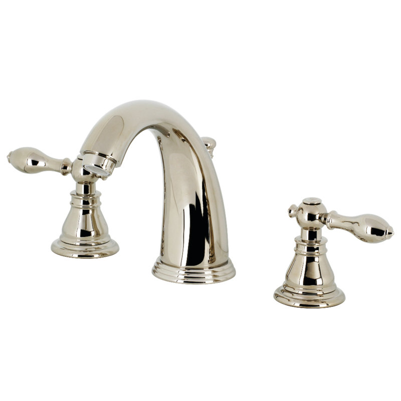 Kingston Brass American Classic Two-Handle 3-Hole Deck Mount Widespread Bathroom Faucet with Retail Pop-Up Drain