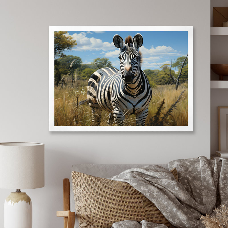 " Zebra Realistic Wildlife Portrait ", White, 34" H x 44" W x 1.5" D