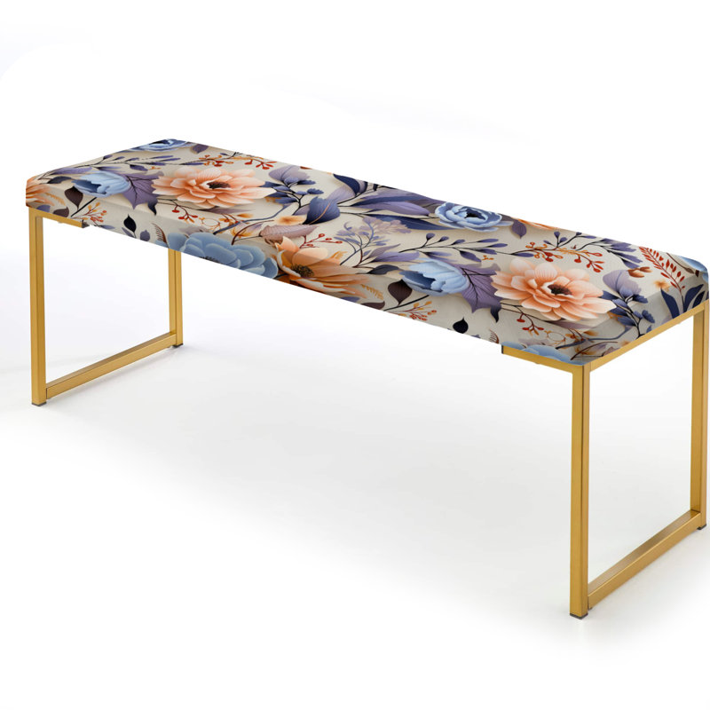 Symphonie délicate fleur - banc rembourré floral doré