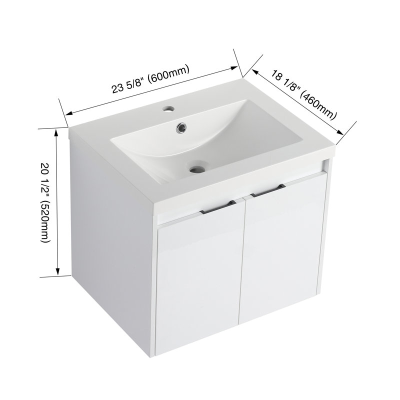 Meuble-lavabo 24 po avec lavabo en résine et portes à fermeture en douceur