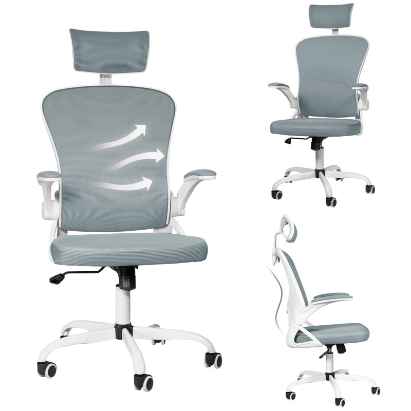 Chaise de travail ergonomique Jivka, gris, Blanc
