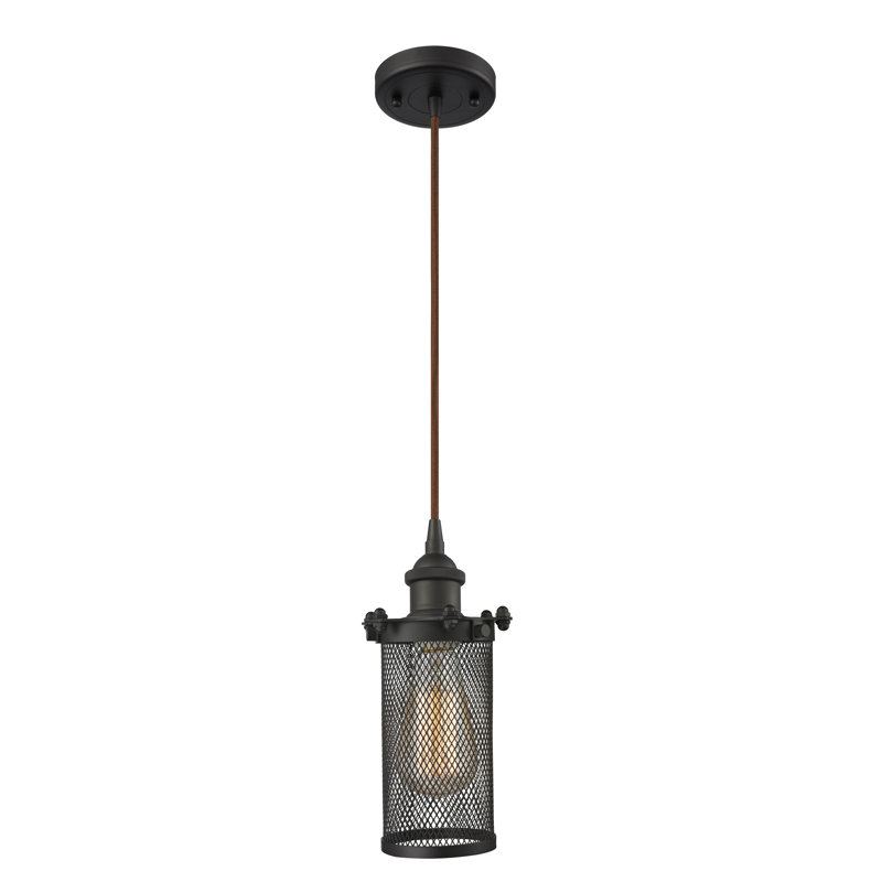 Luminaire suspendu cylindrique de style lanterne à 1 lumière Calixta, Ampoule incandescente rétro de 60 watts