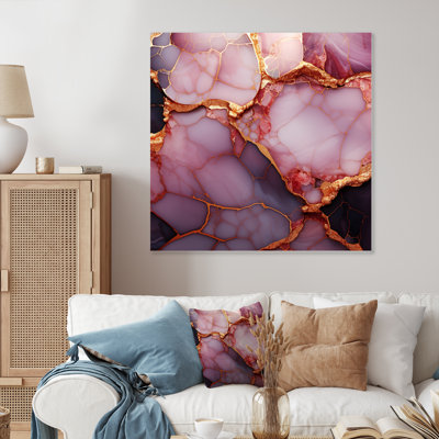 Gold And Pink Marble Essence I - Marble Wall Decor
