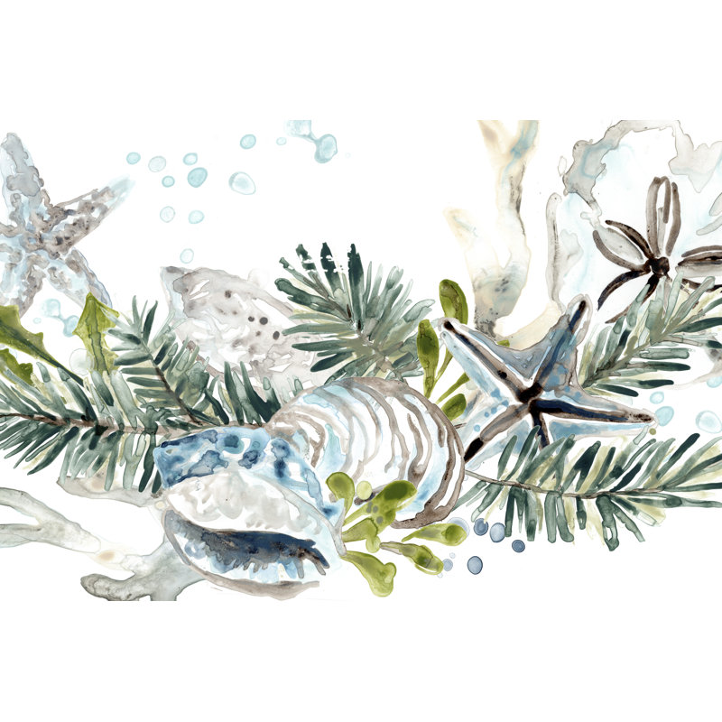 Coastal Christmas Shell Collection A by June Erica Vess - Painting Print, 20cm H x 30cm W, Wrapped Canvas