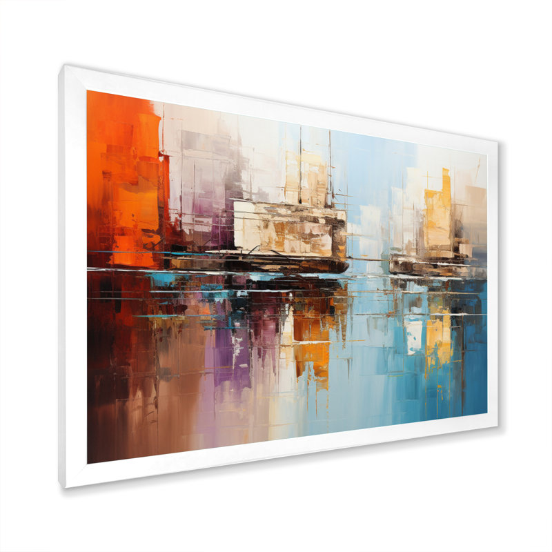 Teal Canal Abstract Reflections Bold - impression, H 12 po x l 20 po x P 1 po, Cadre photo blanc