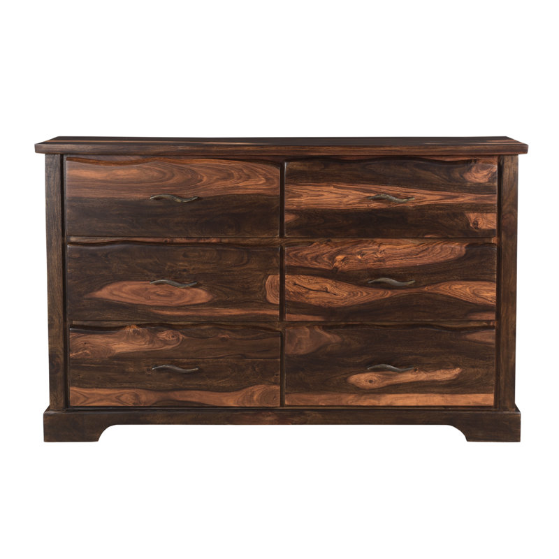 Chaliyah Solid Wood 60'' W 6 - Drawer Dresser, Walnut