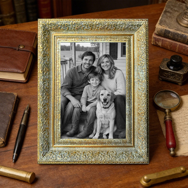 Cadre photo douillet 11 pi x 14 po avec supports de table et crochets muraux or antique 1PC