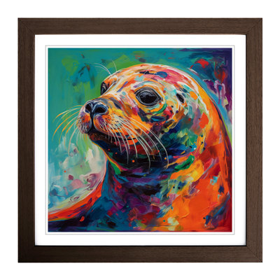 Seal Fauvism - Single Picture Frame Print on Wood