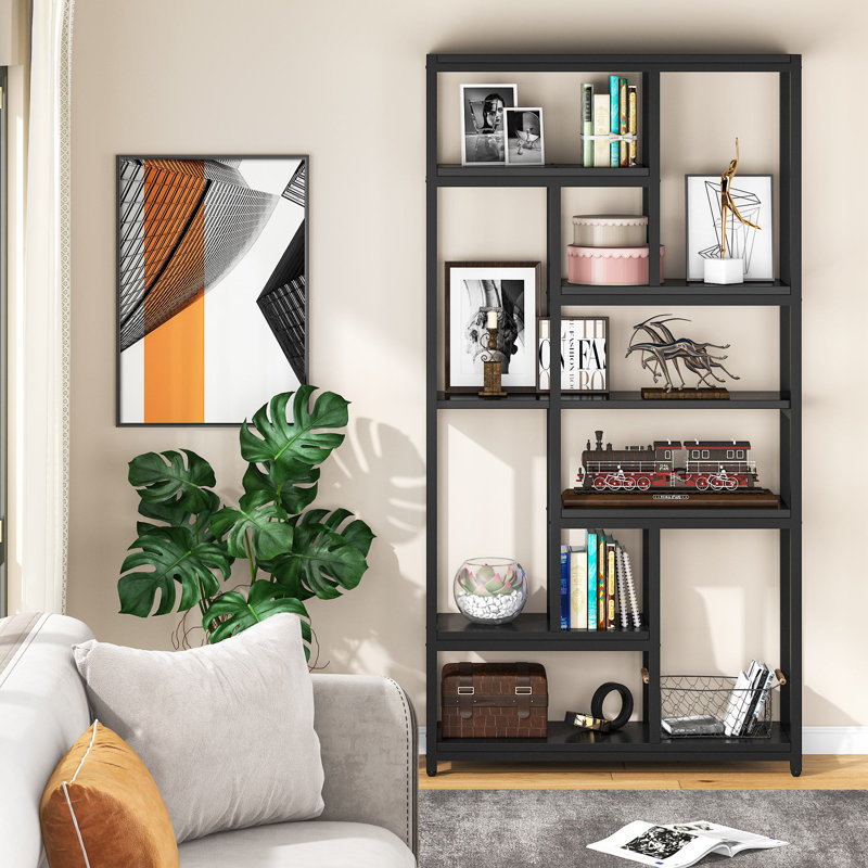 Dabriyon Geometric Bookcase, Black