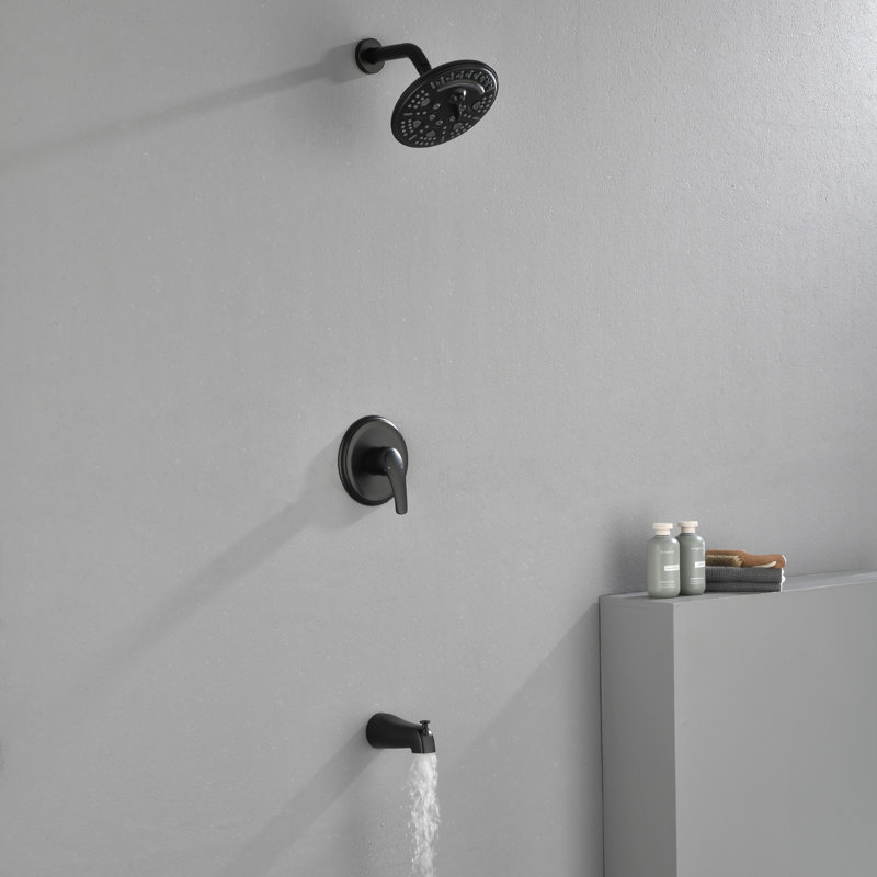 Pressure-Balanced (Temperature Control Only) Tub & Shower Faucet with Rough in-Valve, Black