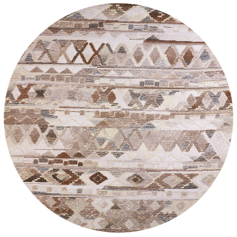 Tapis ivoire en laine Amirah, Rond 8 pi
