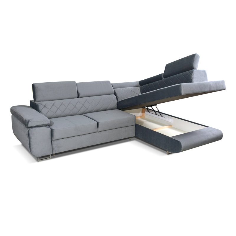 Velvet L-Shaped Sectional, Right Hand Facing
