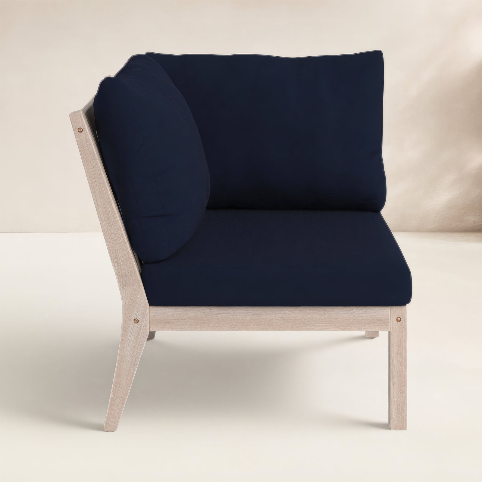 Amina Acacia Patio Lounge Chair, Navy