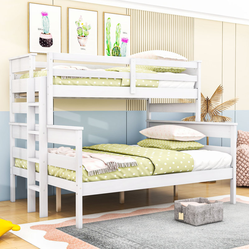 Lit superposé en bois pour enfants Alkiviadis, Blanc, Simple TG sur grand