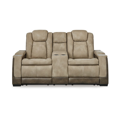 Causeuse inclinable électrique Corbin, 75 po, similicuir brun, port USB