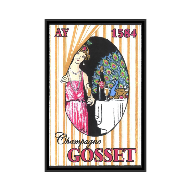 « rideaux wall », affiche rétro sur toile, H 26 po x l 18 po x P 1,5 po, Toile avec cadre noir, Pas de tapis