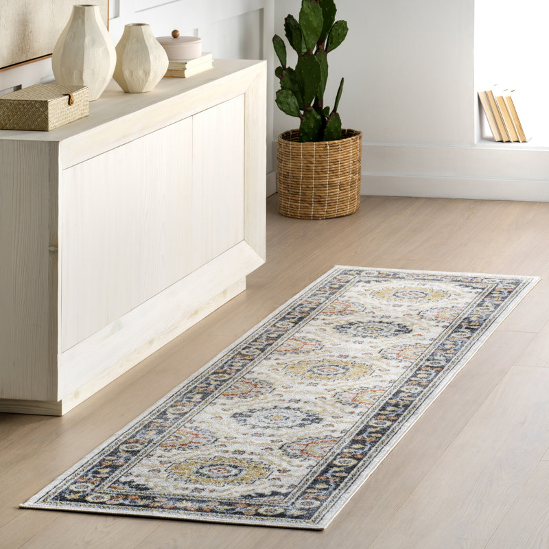 Tapis traditionnel lavable en machine Bonia, Tapis de couloir 2 pi 6 po x 8 pi