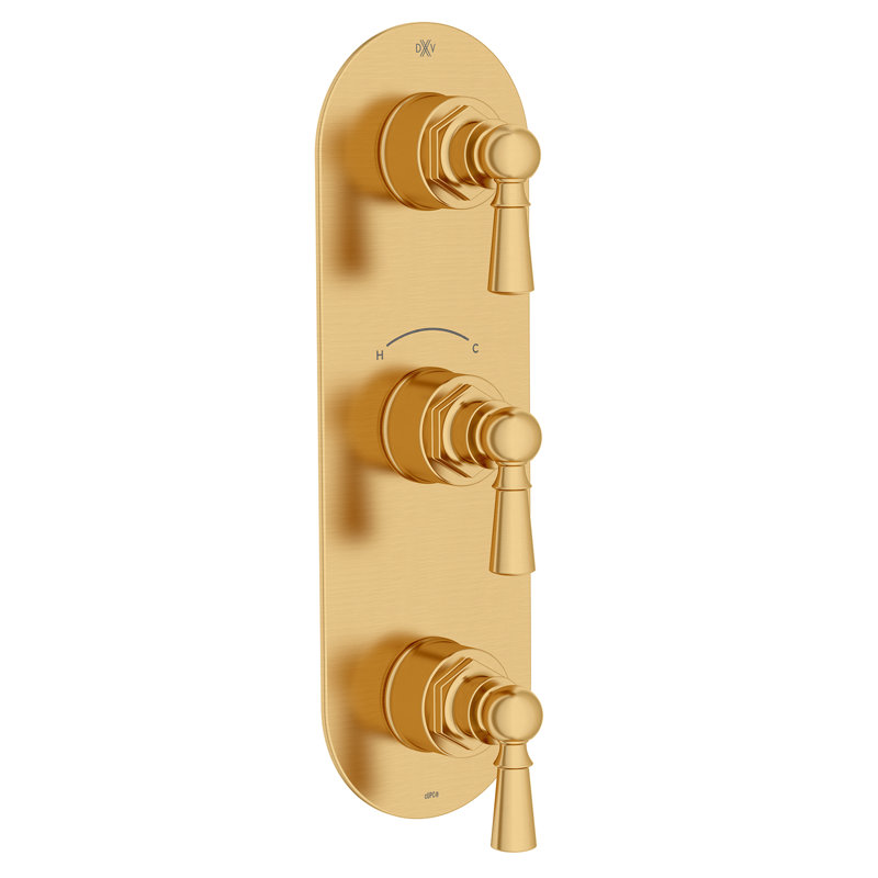 Oak Hill 3-Handle Slim Valve With Lever Handles, Satin Brass