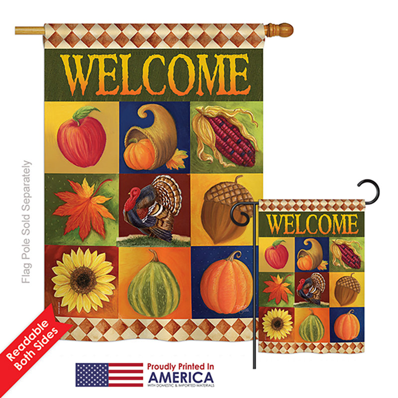 Double Sided Polyester Thanksgiving Flag Set