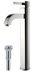 Kraus Ramus Vessel Mixer Single-Handle Bathroom Faucet with Matching Pop-Up Drain