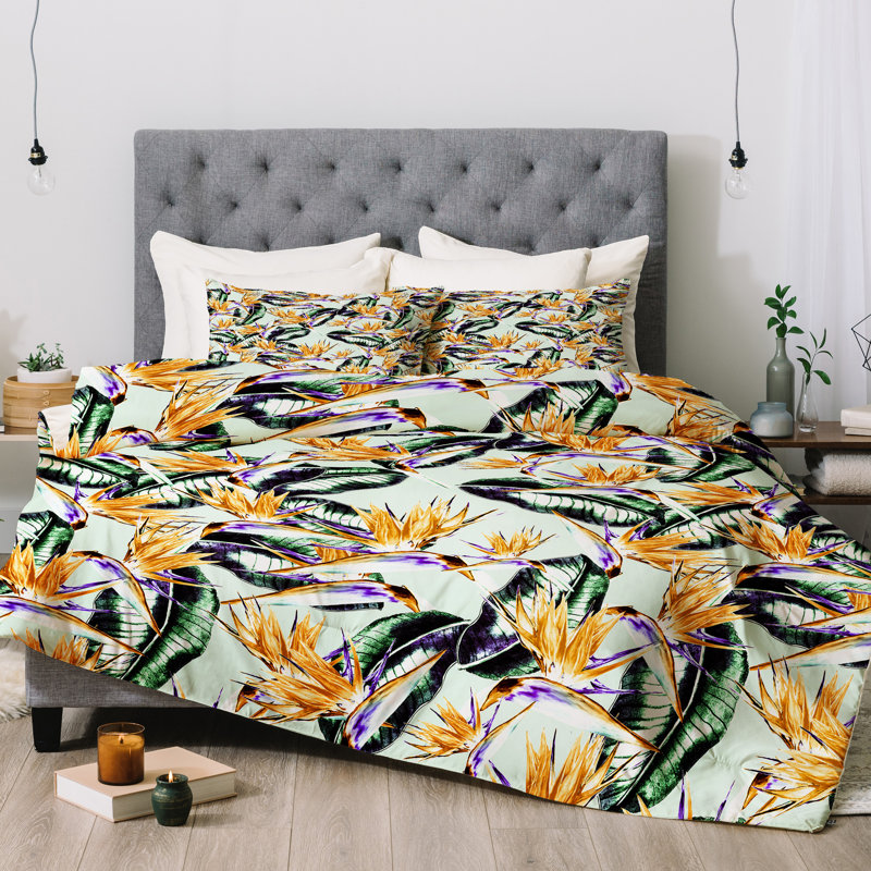 Ensemble d’barragan camarasa floral exotique marta, Édredon simple + 1 taie d'oreiller standard