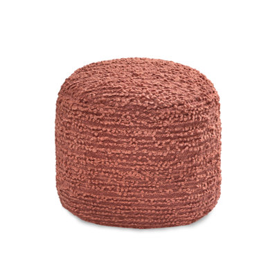 Sfera 17" Terracotta Upholstered Pouf Ottoman