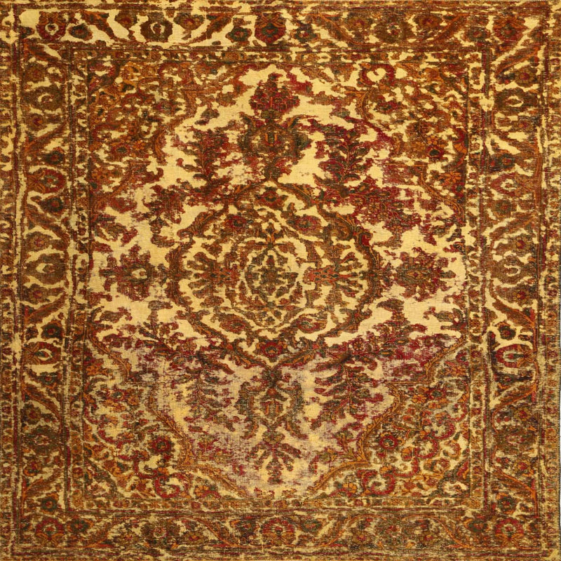 Tapis contemporain brun clair, Carré 8 pi