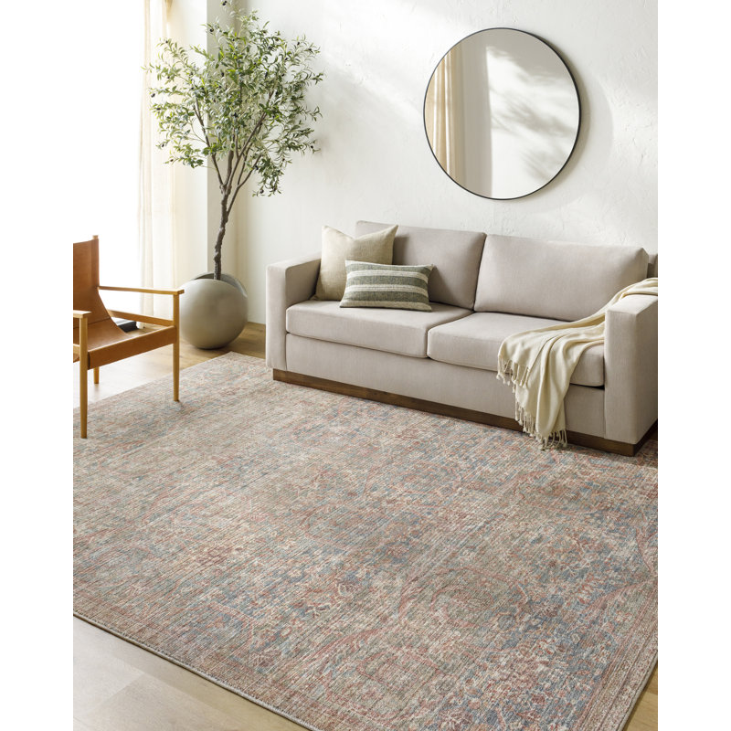 Marlene Burgundy and Olive Vintage Rectangular Area Rug