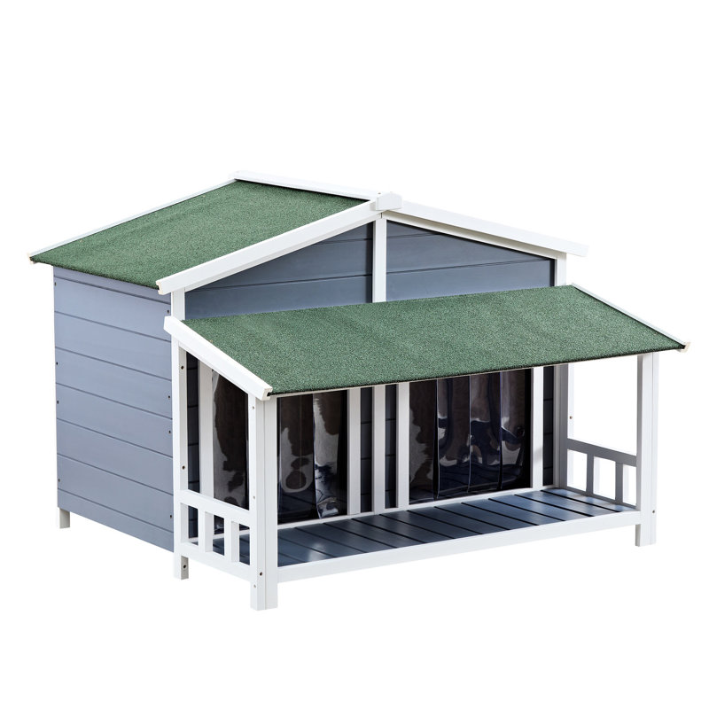 Niche pour chien en bois de pin avec peinture résistante aux intempéries et cloison réglable - Esthétique pratique et durable pour animaux de compagnie
