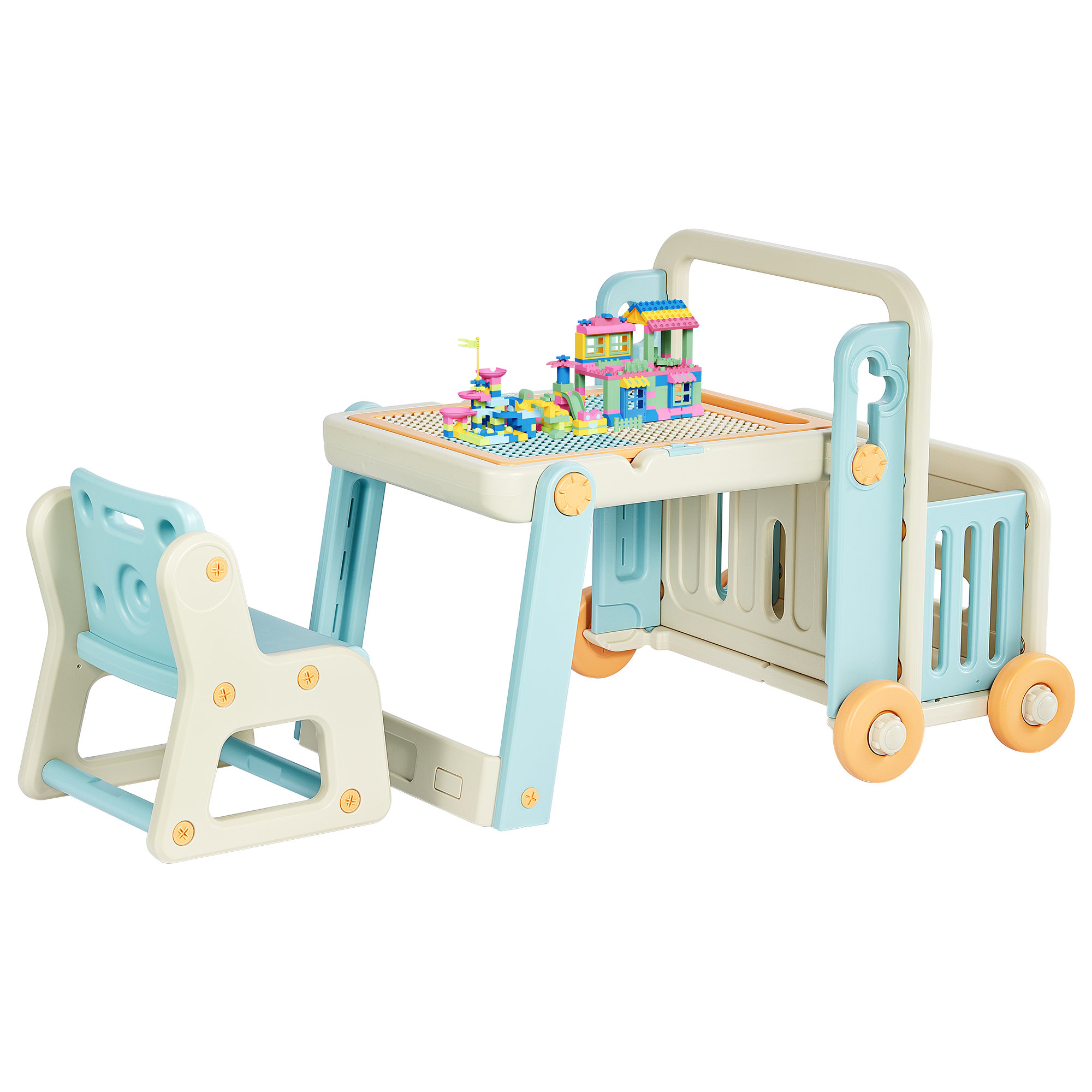 Zoomie Kids DUKE BABY Kids Play Table with Storage and Stool Blue