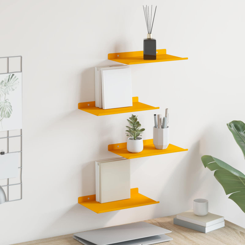 Steel Floating Shelf, Mustard Yellow