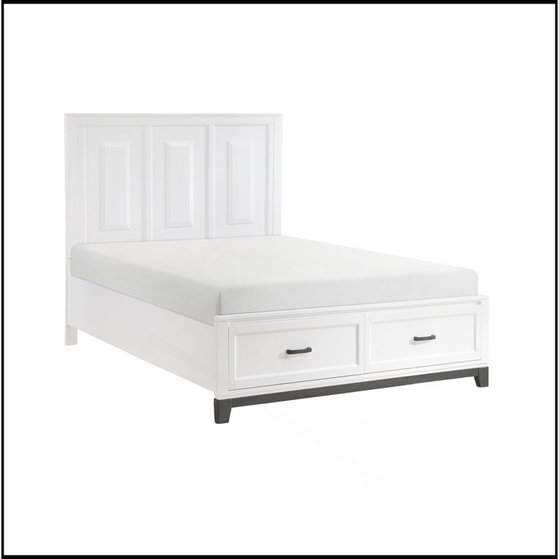 Lit plateforme avec meubles de chambre à coucher en bois avec tiroirs de rangement 1pc, Grand lit, Blanc