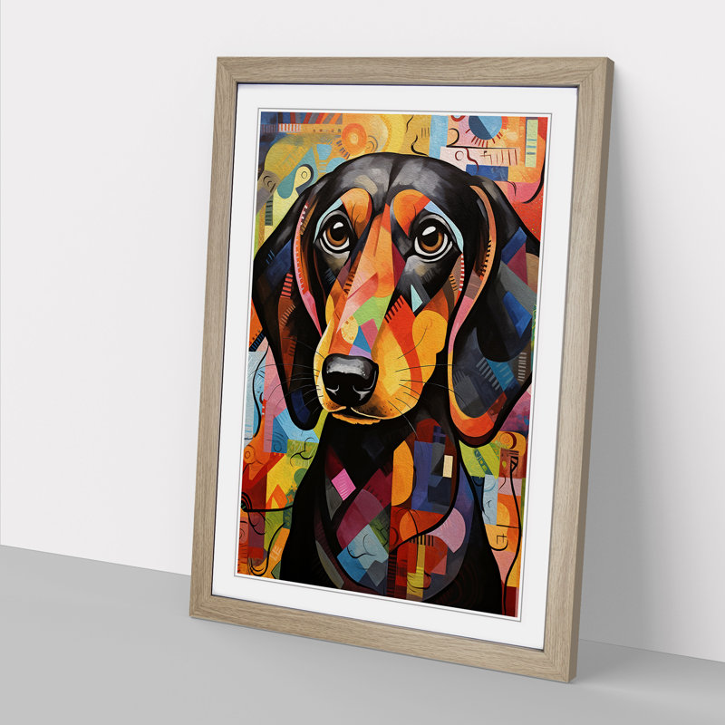 Dachshund Orphism Art - Framed Print, Oak Framed, 64cm H x 46cm W x 2cm D