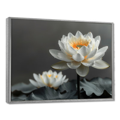 Grey Lotus Monochrome Perfection - Lotus Wall Art
