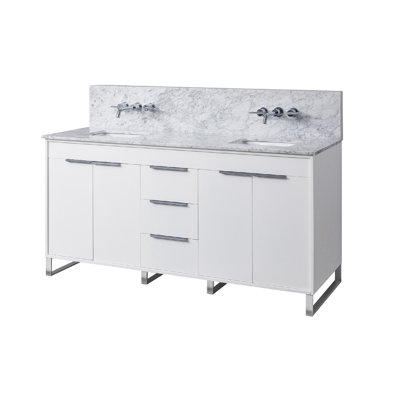 Bennink 72'' Double Bathroom Vanity with Marble Top