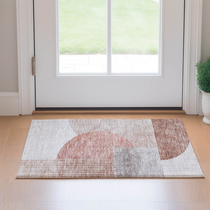 Premium Machine Washable Prisco Copper Rug, Rectangle 1'8" x 2'6"