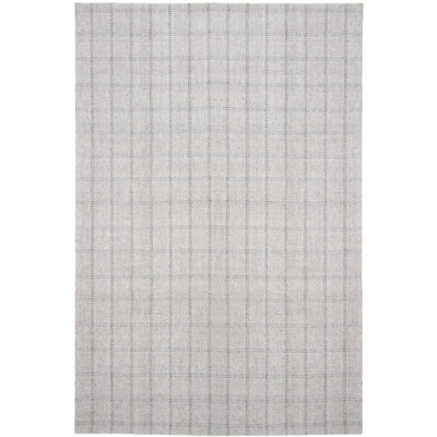 Tamworth Lauren Ralph Lauren Hand Woven Viscose/Wool Plaid Rug in Silver
