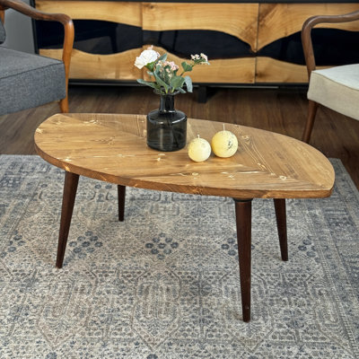 Table basse en forme de feuille avec 4 pieds en bois