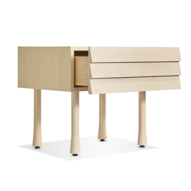 Lap 1 - Drawer Solid Wood Nightstand, Whitewashed Maple / Whitewashed Maple