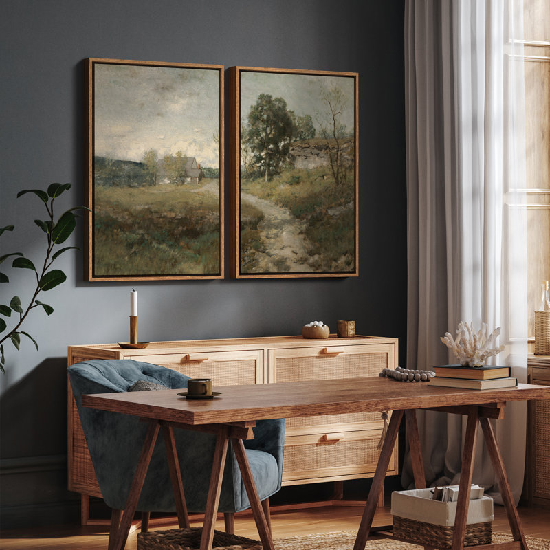 Art mural encadré rétro antique classique pour chambre à coucher, Naturel, H 24 po x l 16 po