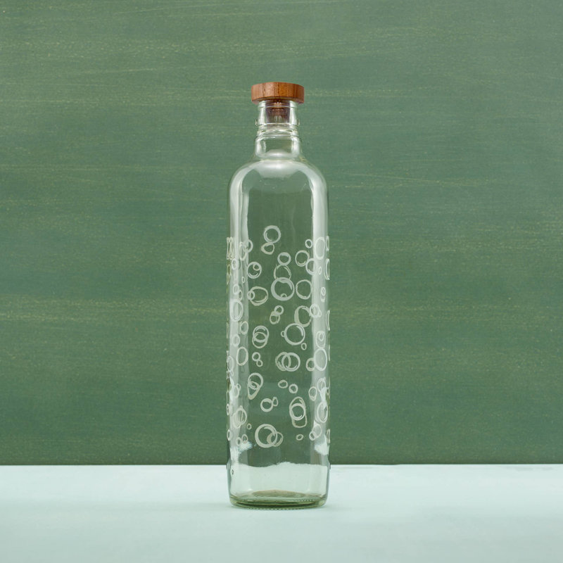 Bouteille d'eau en verre avec bouchon en bois | 750 ml