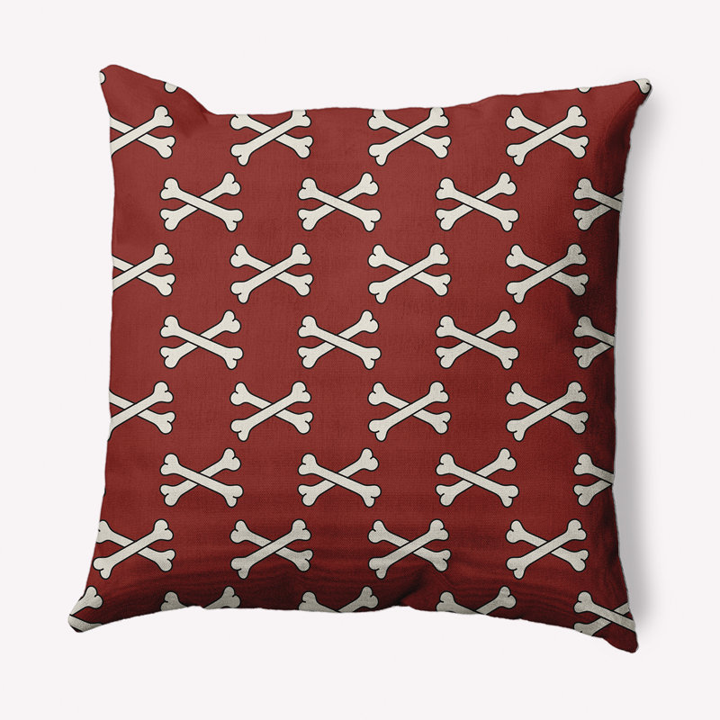 Coussin intérieur / extérieur Cross Bones, 16 po x 16 po, Rouge érable