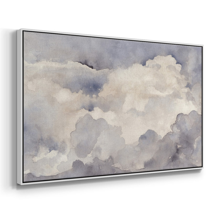«Clouds In Neutral I», peinture sur toile encadrée, Cadre blanc, H 17 po x l 25 po x P 2 po
