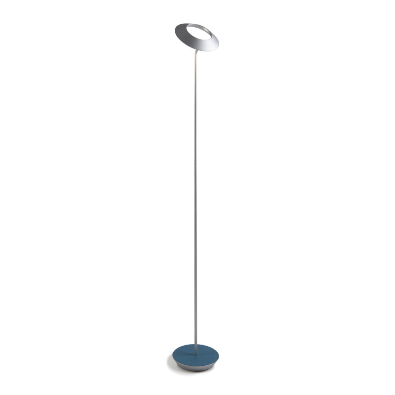 Lampe sur pied à DEL 46 po Royyo, Argent / feutre azur