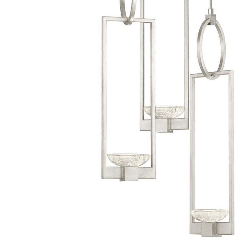 Luminaire suspendu géométrique DEL à 3 lumières Delphi, Argent