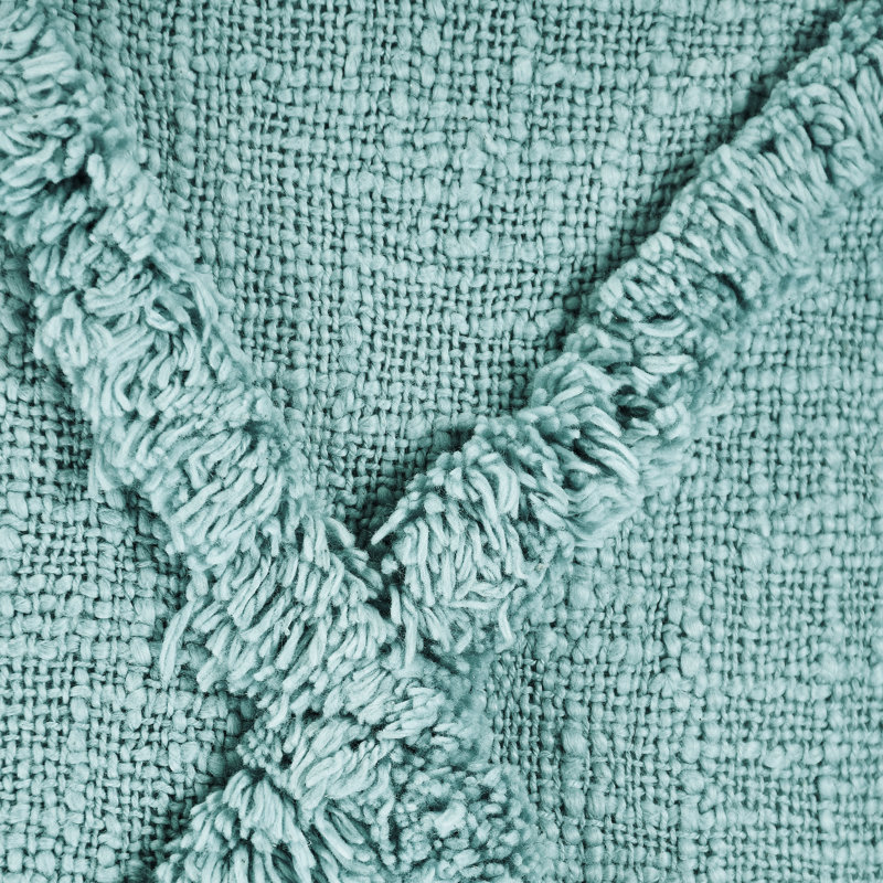 Casual Solid Overtufted Handmade Cotton Throw Pillow Set, Blue