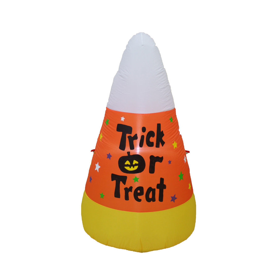 4 Foot Tall Lighted Happy Halloween Inflatable Candy Corn Trick or Treat Indoor / Outdoor Holiday Blow Up Yard Garden Decoration The Holiday Aisle®