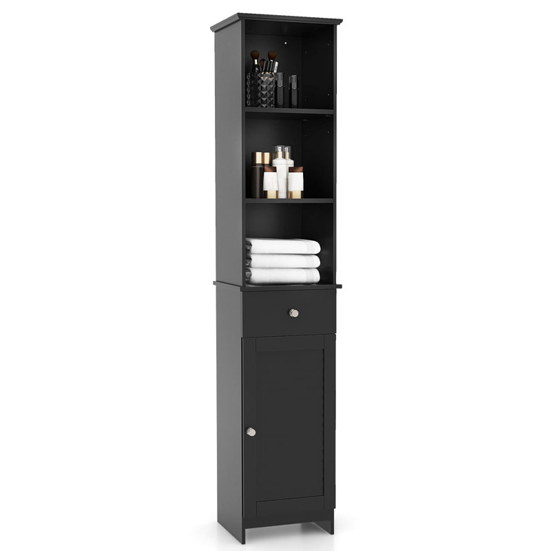 Carmack Freestanding Linen Cabinet, Black