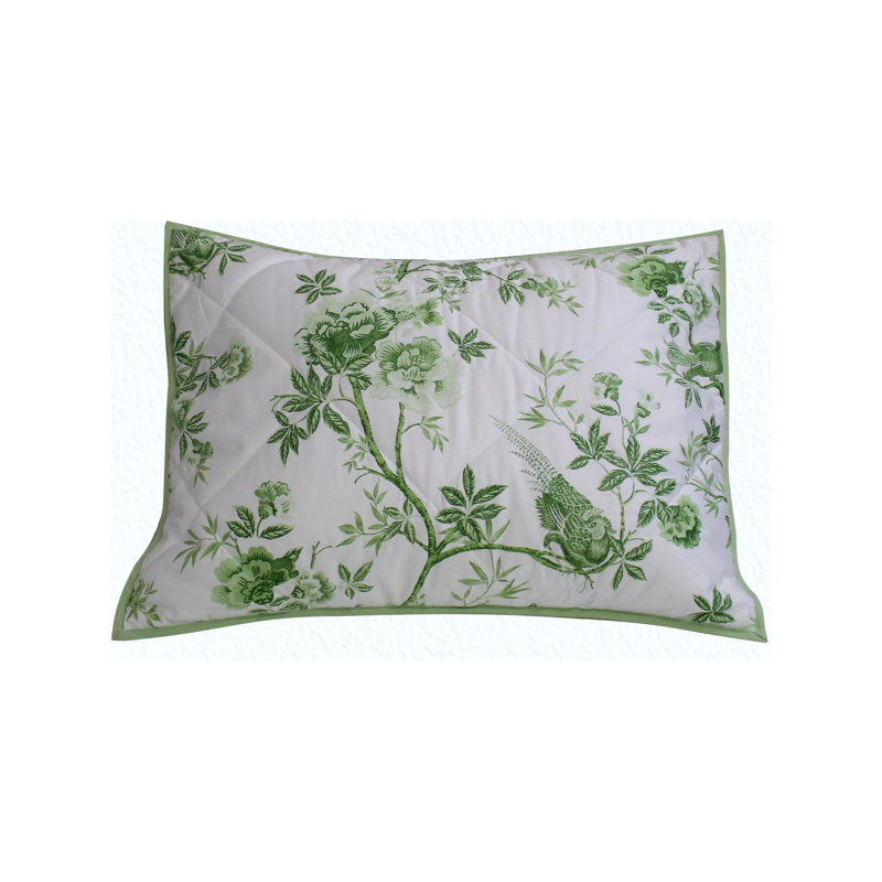Josephine Quilted Sham Std, White/Sage, Standard