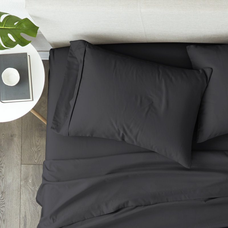 Premium Double-Brushed Pillow Case Set, Black, Standard